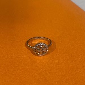 Tory Burch delicate silver logo ring size 7